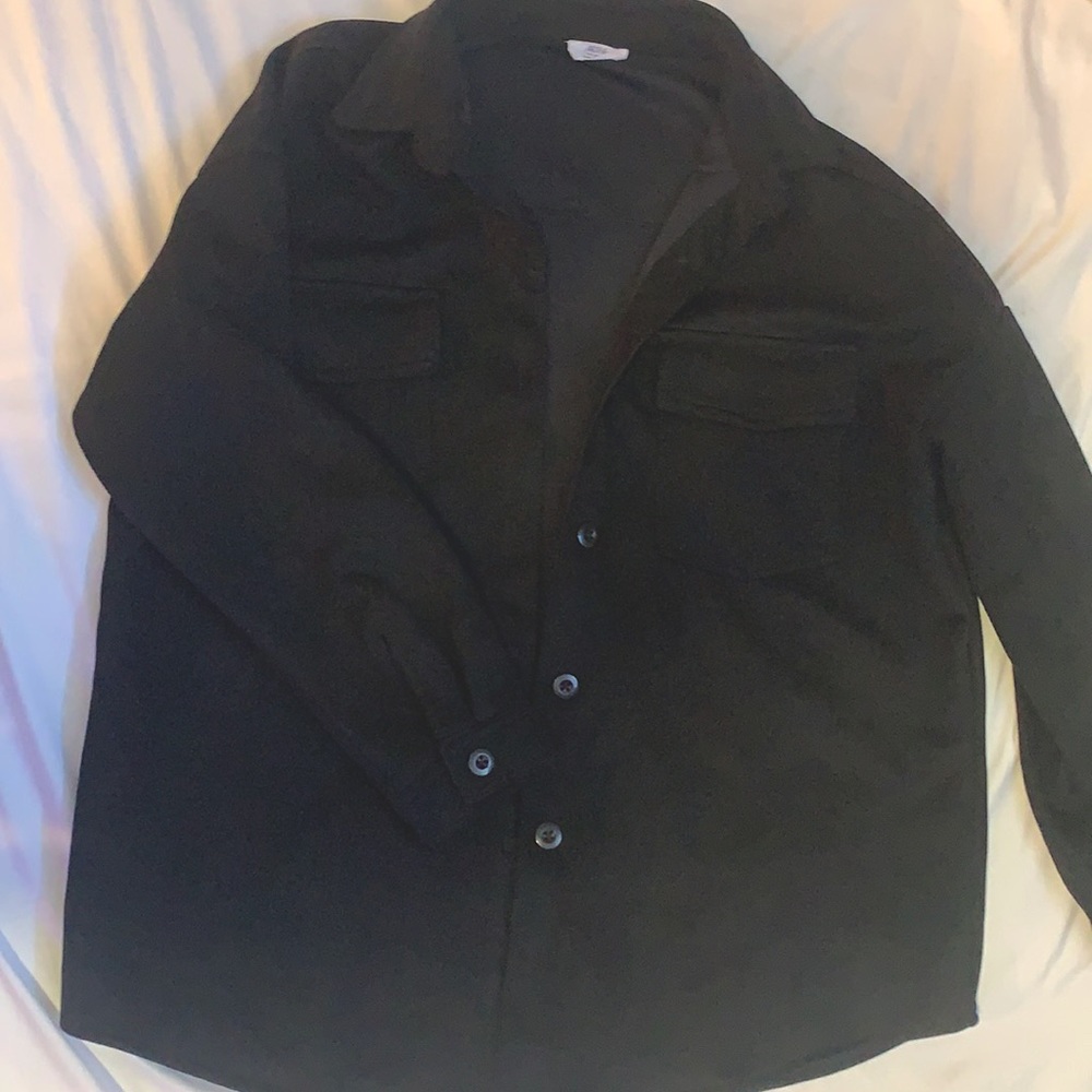 women’s black suede button up jacket
